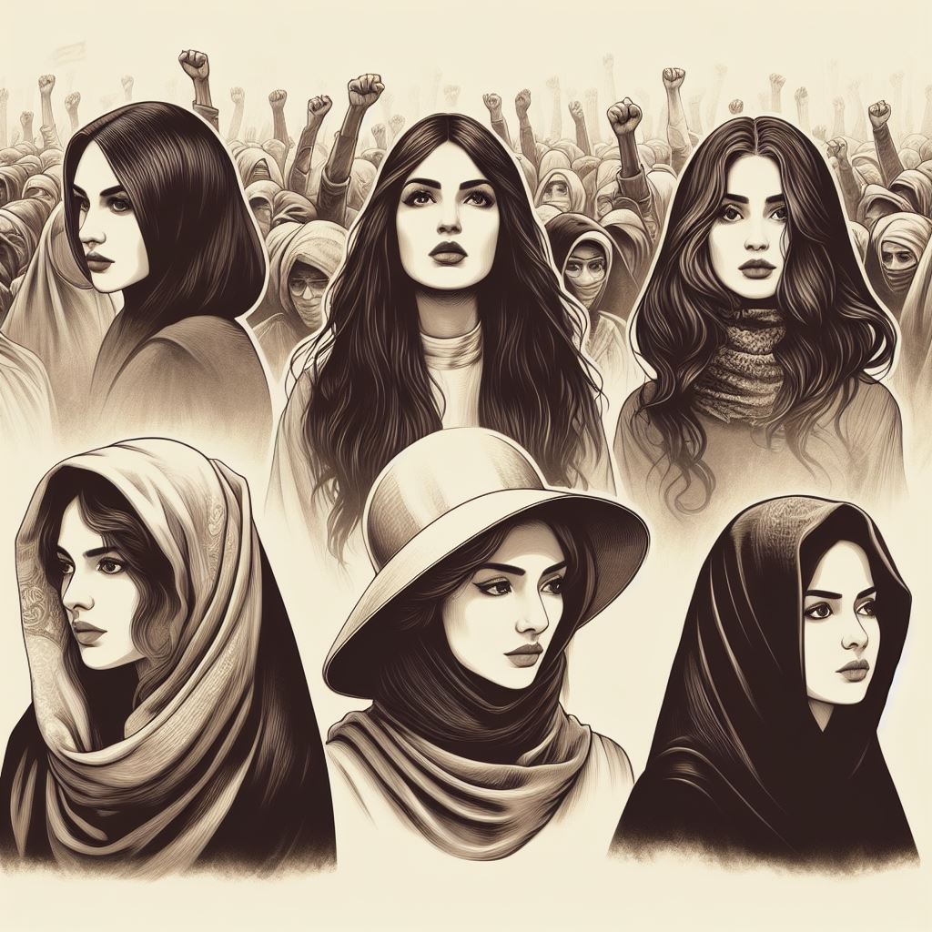 کشف حجاب رضاخانی و جنبش زن زندگی آزادی (تصویر را هوش مصنوعی ساخته است)